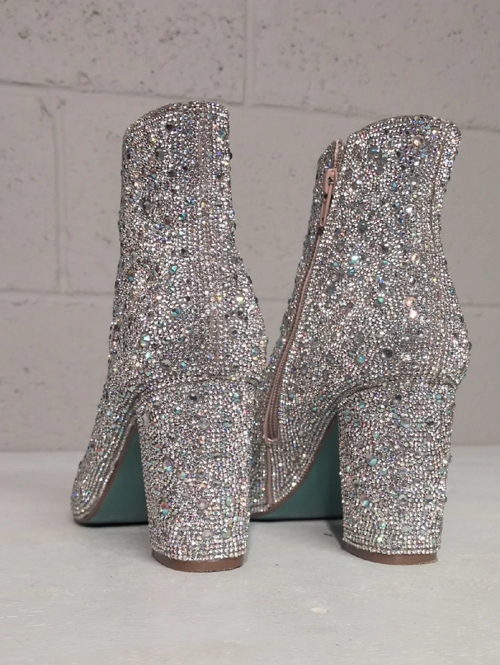 Blue By Betsey Johnson Rhinestone Encrusted Heeled Ankle Booties Size 7.5 - Picture 14 of 16